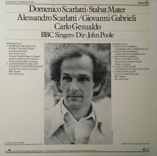 Domenico Scarlatti, Alessandro Scarlatti, Giovanni Gabrieli, Carlo Gesualdo, BBC Singers, John Poole (2) : Stabat Mater (LP, Album)