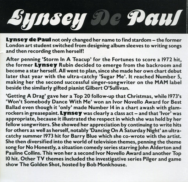 Lynsey De Paul : Sugar Me (CD, Comp)