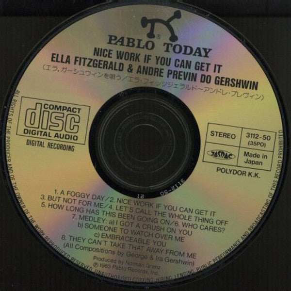 Ella Fitzgerald And  André Previn : Nice Work If You Can Get It - Ella Fitzgerald And Andre Previn Do Gershwin (CD, Album, RE)