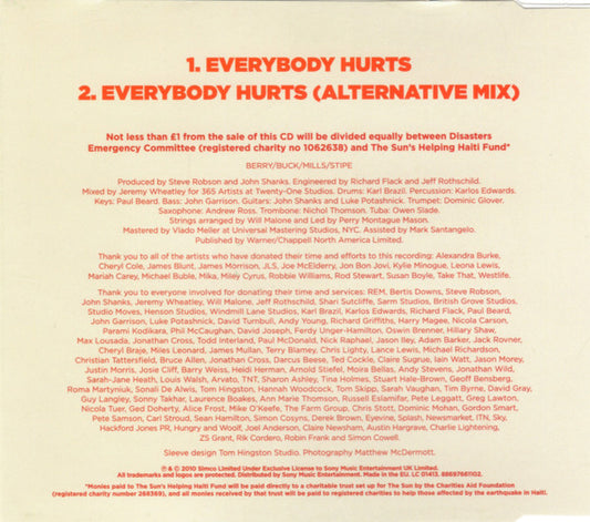 Helping Haiti : Everybody Hurts (CD, Single, BMG)