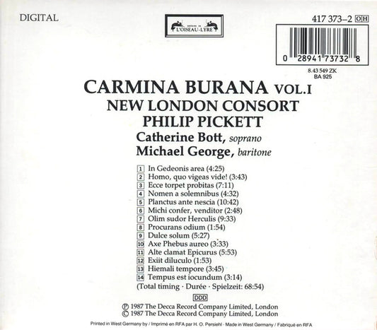 New London Consort / Philip Pickett : Carmina Burana Vol. 1 (CD, Album, RE)