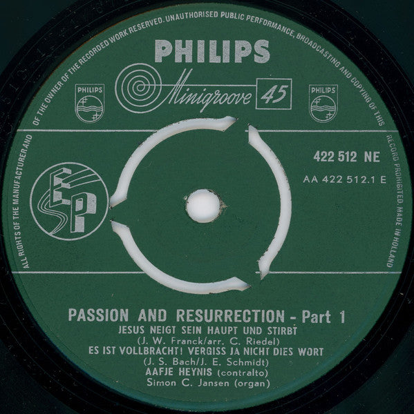 Aafje Heynis : Passion And Resurrection (7", EP)