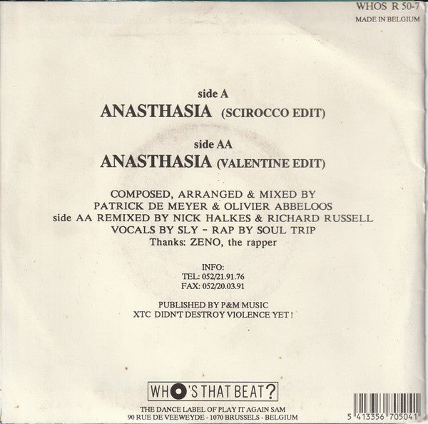 T99 : Anasthasia (Rap Version Remix) (7", Single)