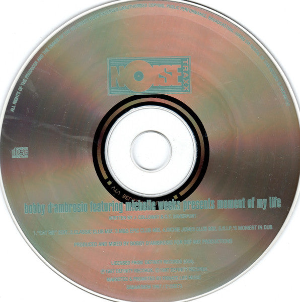 Bobby D'Ambrosio Featuring Michelle Weeks : Moment Of My Life (CD, Maxi)