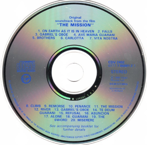 Ennio Morricone : The Mission (Original Soundtrack From The Film) (CD, Album, RE)