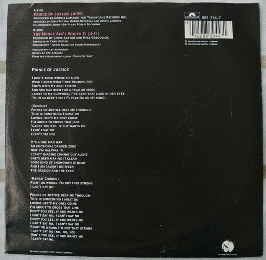 Chris Sutton : Prince Of Justice (7", Single)