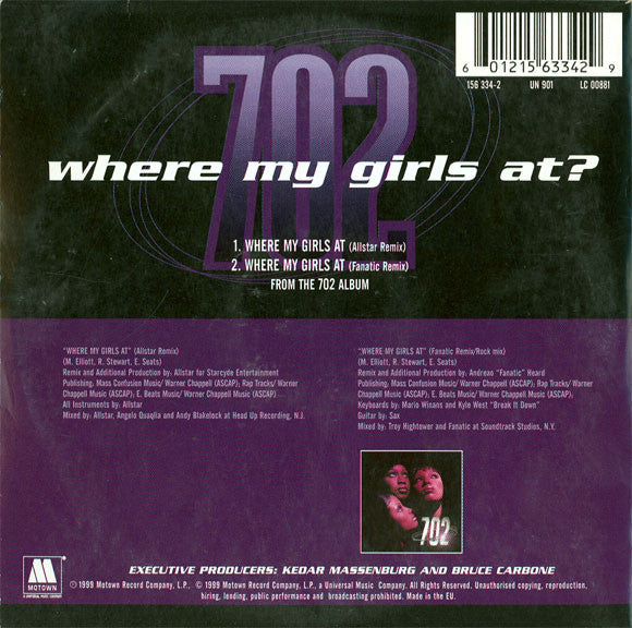 702 : Where My Girls At? (CD, Single)