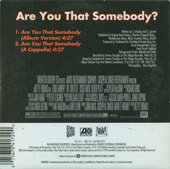 Aaliyah : Are You That Somebody? (CD, Single, Car)