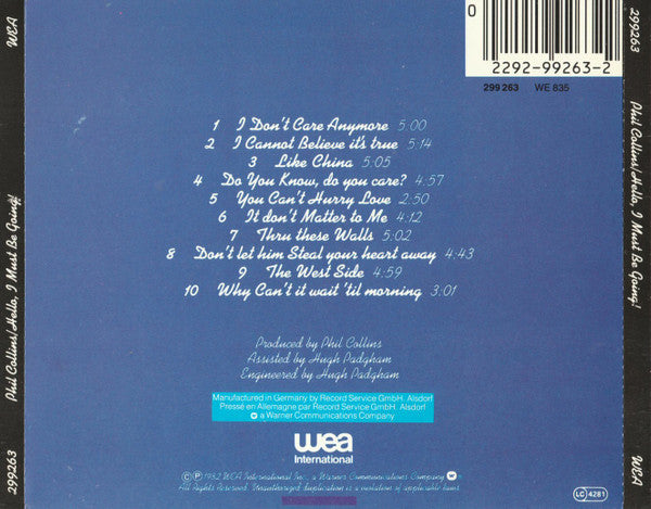 Phil Collins : Hello, I Must Be Going! (CD, Album, RE, Gol)