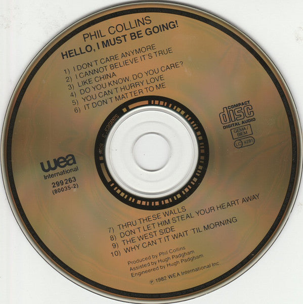 Phil Collins : Hello, I Must Be Going! (CD, Album, RE, Gol)