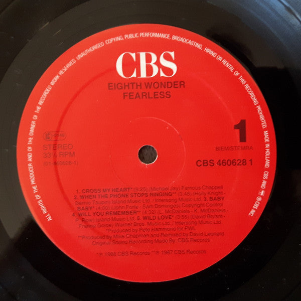 Eighth Wonder : Fearless (LP, Album)