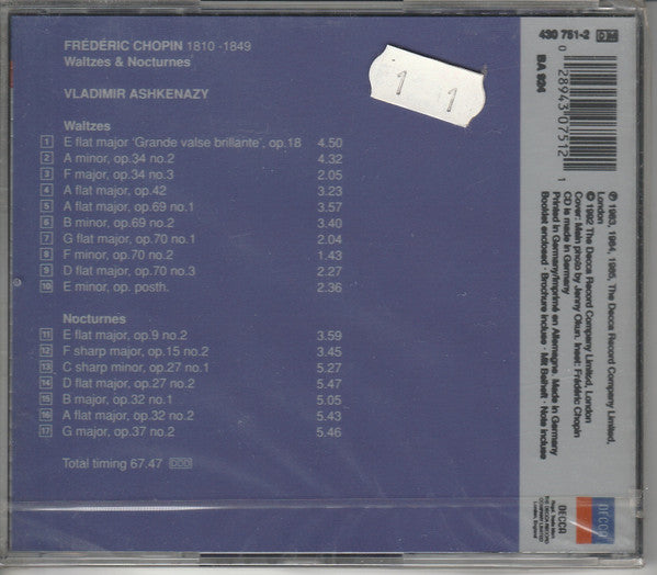 Frédéric Chopin, Vladimir Ashkenazy : Waltzes & Nocturnes (CD, Comp, RE)