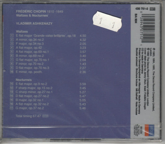 Frédéric Chopin, Vladimir Ashkenazy : Waltzes & Nocturnes (CD, Comp, RE)