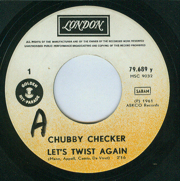 Chubby Checker : Let's Twist Again (7", Single, RE)