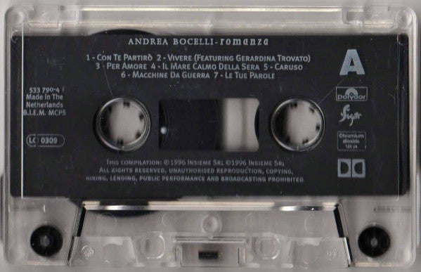 Andrea Bocelli : Romanza (Cass, Album, Comp, RE)