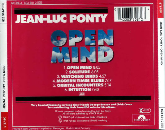Jean-Luc Ponty : Open Mind (CD, Album)