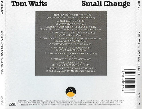 Tom Waits : Small Change (CD, Album, RE, RP)