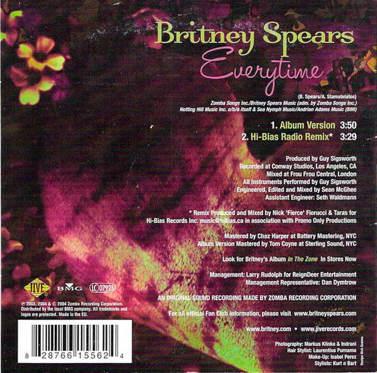 Britney Spears : Everytime (CD, Single, Car)