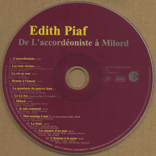 Edith Piaf : De L'accordéoniste  À Milord (CD, Comp, RE, Cop)