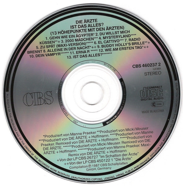 Die Ärzte : Ist Das Alles? (13 Höhepunkte Mit Den Ärzten) (CD, Comp, RP)
