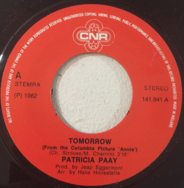 Patricia Paay : Tomorrow (7", Single)
