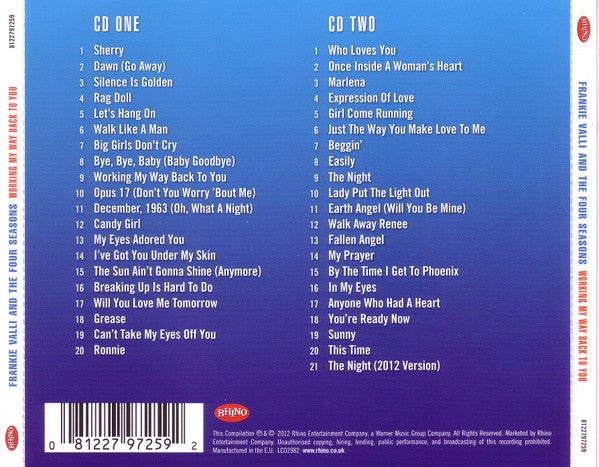 The Four Seasons : Working My Way Back To You (2xCD, Comp, Arv)