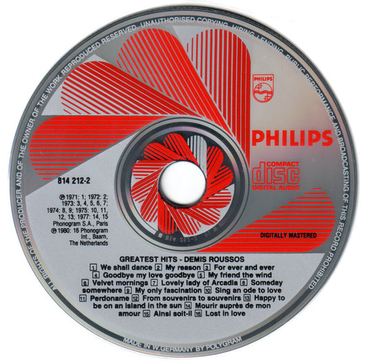 Demis Roussos : Greatest Hits (CD, Comp, Red)