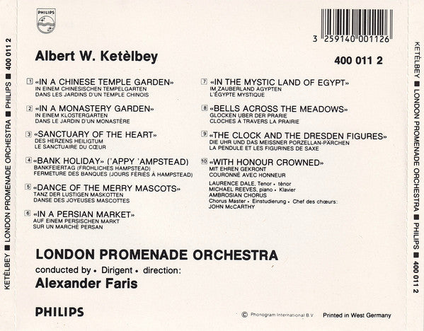 Albert W. Ketelbey - The London Promenade Orchestra, Alexander Faris : In A Persian Market / In A Monastery Garden / In A Chinese Temple Garden (CD, Album, Blu)