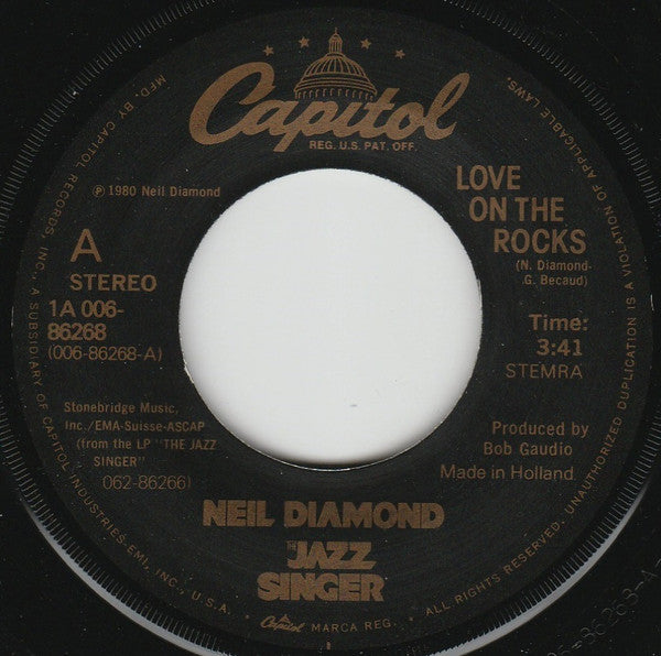 Neil Diamond : Love On The Rocks (7", Single)
