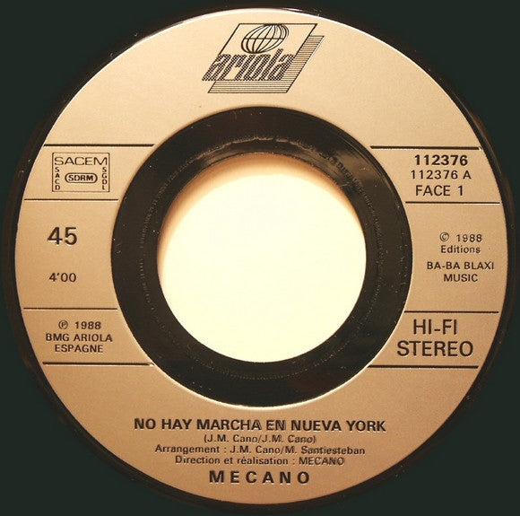 Mecano : No Hay Marcha En Nueva York (7")
