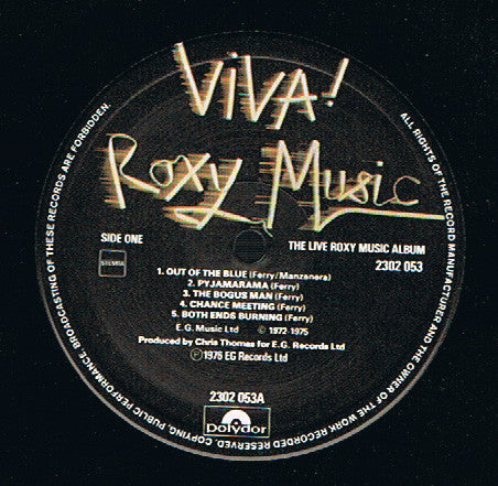 Roxy Music : Viva ! The Live Roxy Music Album (LP, Album, RE, Gat)