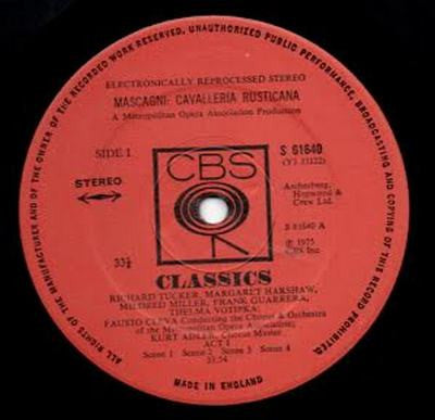 Pietro Mascagni, Richard Tucker (2), Margaret Harshaw, Mildred Miller, Frank Guarrera, Thelma Votipka, Fausto Cleva Conducting The Chorus Of The Metropolitan Opera Association Of New York And Orchestra Of The Metropolitan Opera Association Of New York, Ku : Cavalleria Rusticana (LP)