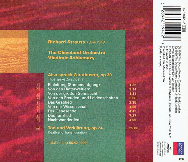 Richard Strauss, The Cleveland Orchestra, Vladimir Ashkenazy : Also Sprach Zarathustra / Tod Und Verklärung (CD, Album)