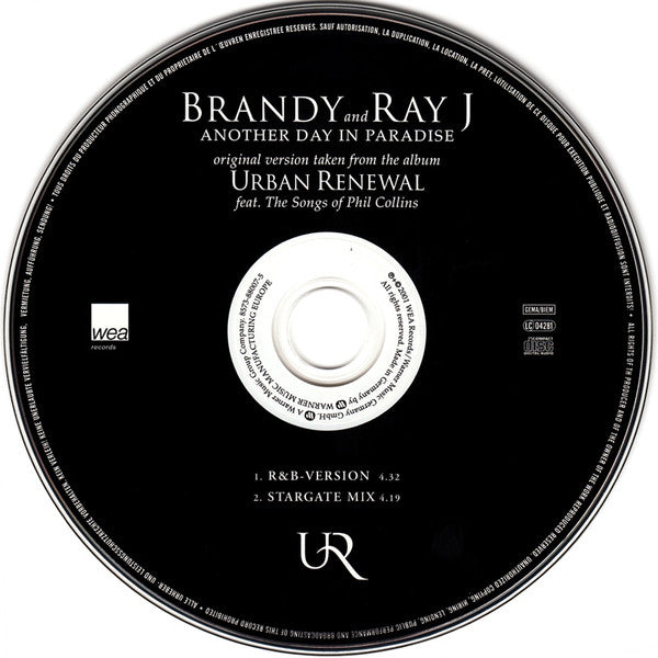 Brandy (2) And Ray J : Another Day In Paradise (CD, Single)