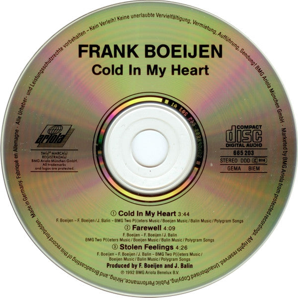 Frank Boeijen : Cold In My Heart (CD, Maxi)