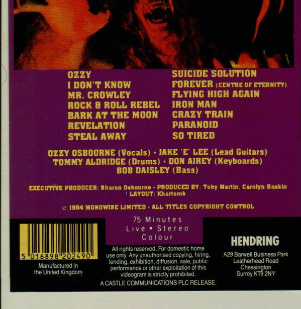 Ozzy Osbourne : Bark At The Moon (VHS)