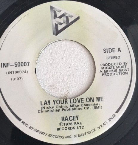 Racey : Lay Your Love On Me (7", Single)