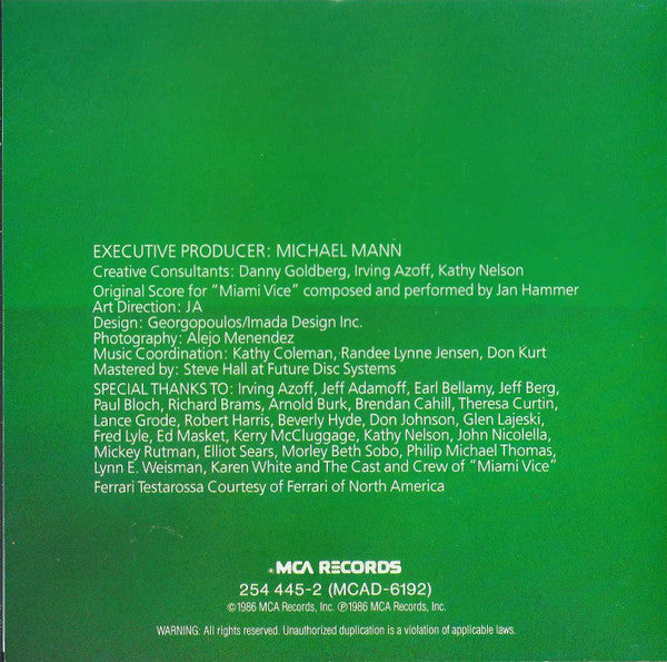 Various : Miami Vice II (New Music From The Television Series 'Miami Vice') (CD, Album, Comp)