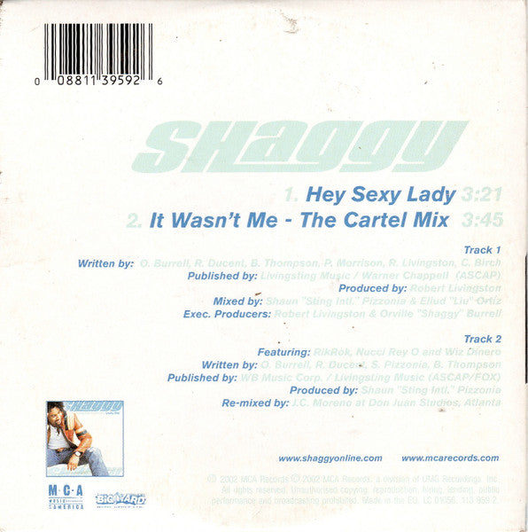 Shaggy Featuring Brian & Tony Gold : Hey Sexy Lady (CD, Single, Car)