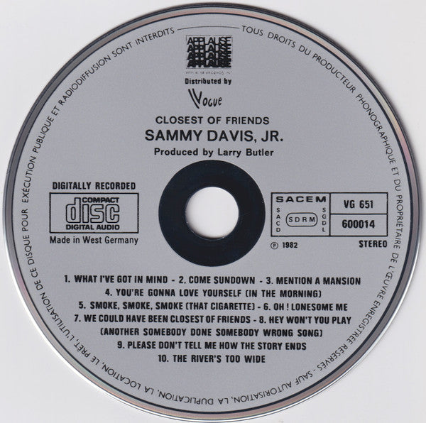 Sammy Davis Jr. : Closest Of Friends (CD, Album, RE)
