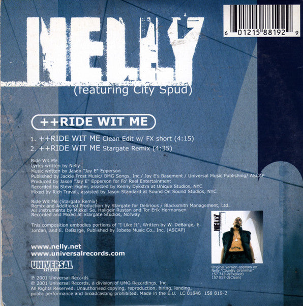 Nelly : ++Ride Wit Me (CD, Single, Car)