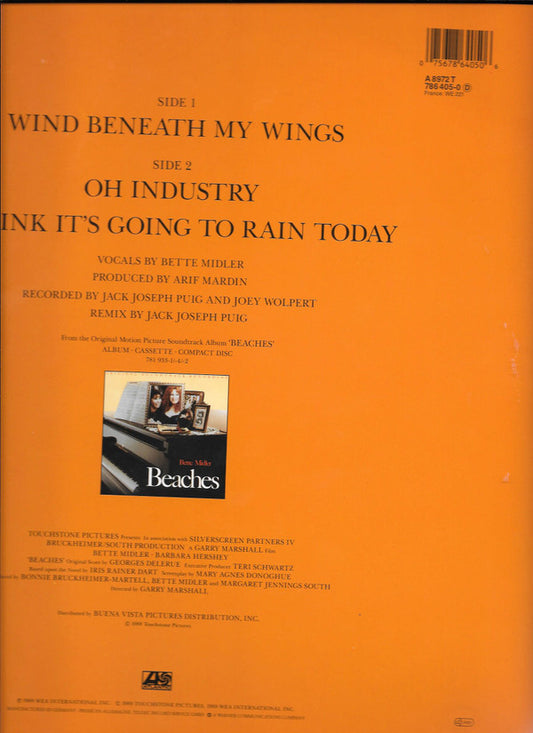 Bette Midler : Wind Beneath My Wings (12", Maxi)