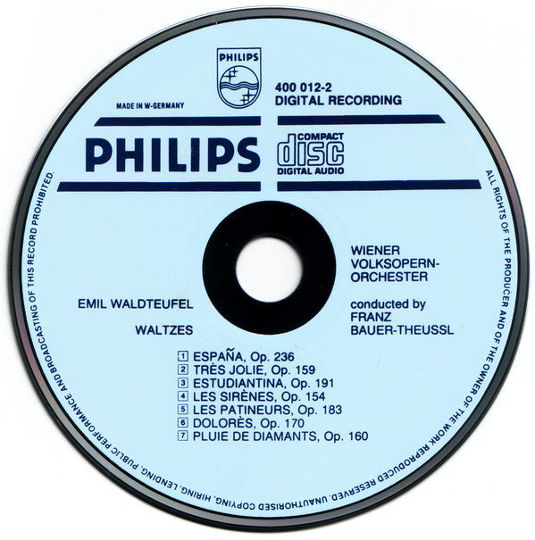 Emil Waldteufel, Wiener Volksopernorchester, Franz Bauer-Theussl : Famous Waltzes (CD, Album, blu)