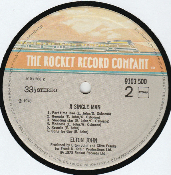 Elton John : A Single Man (LP, Album, Gat)