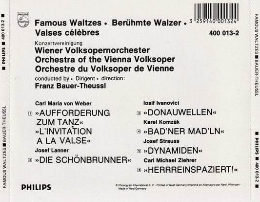 Wiener Volksopernorchester, Franz Bauer-Theussl : Famous Waltzes (CD, Album, Blu)