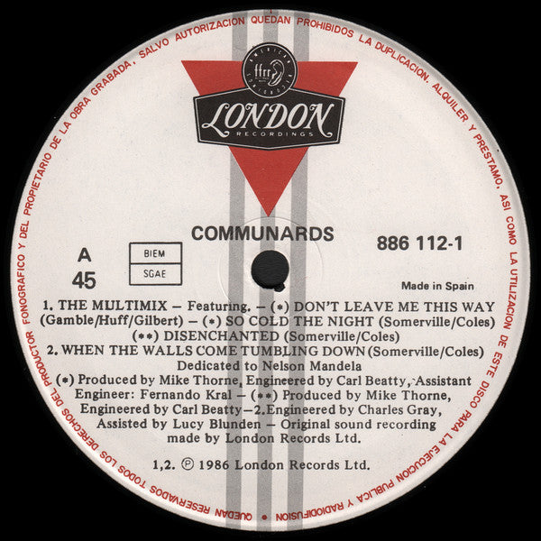 The Communards : The Multimix / So Cold The Night (12", Maxi)