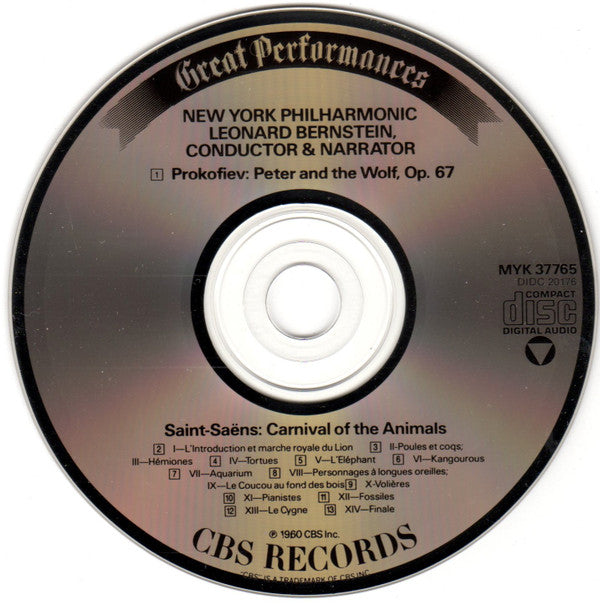 Sergei Prokofiev / Camille Saint-Saëns - Leonard Bernstein, New York Philharmonic : Peter & The Wolf / Carnival Of The Animals (CD, Album)