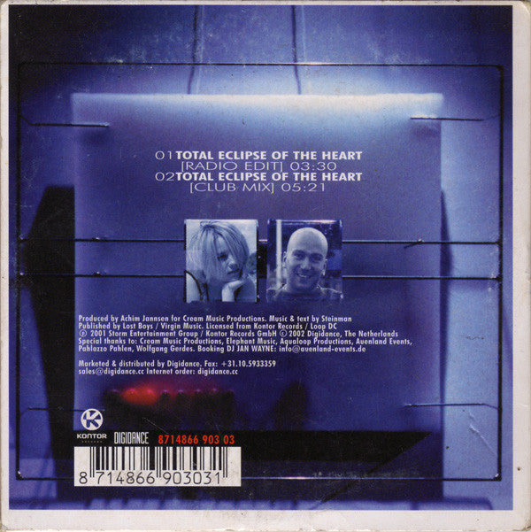 Jan Wayne Meets Lena (2) : Total Eclipse Of The Heart (CD, Single)