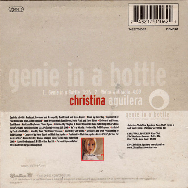 Christina Aguilera : Genie In A Bottle (CD, Single, Car)