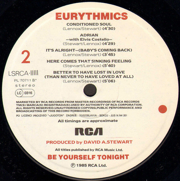 Eurythmics : Be Yourself Tonight (LP, Album)